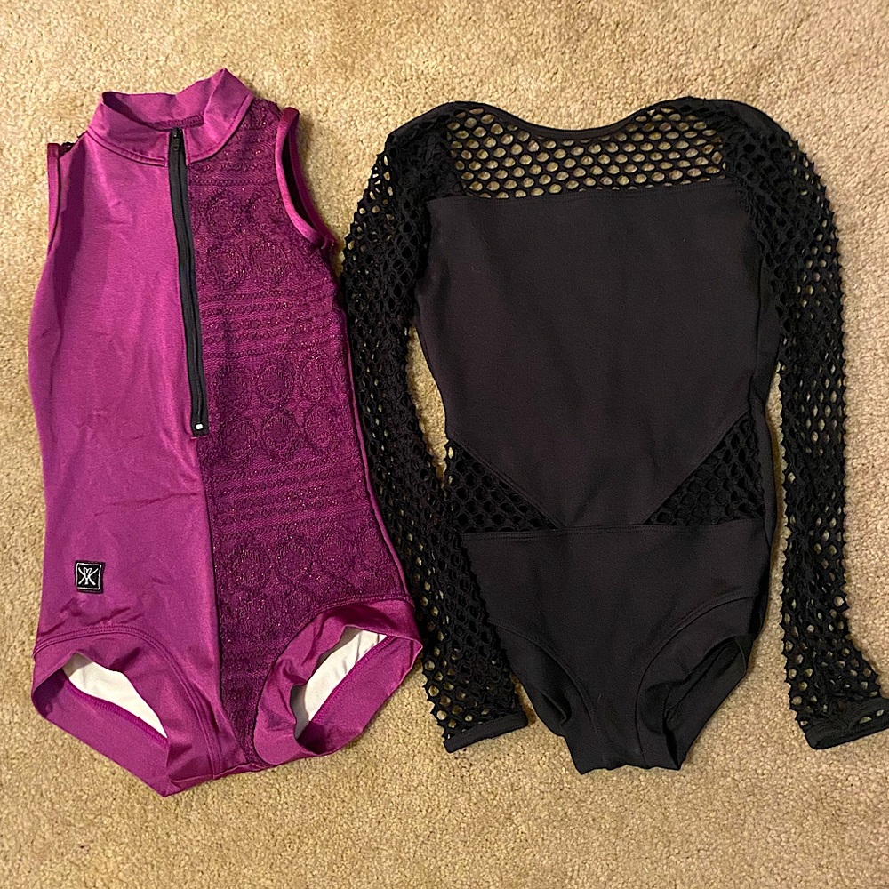 Girls Kandi Kouture leotard medium and black long sleeve net unknown brand leo